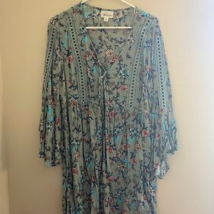 Blu Haven Green Floral Midi Dress Size Medium